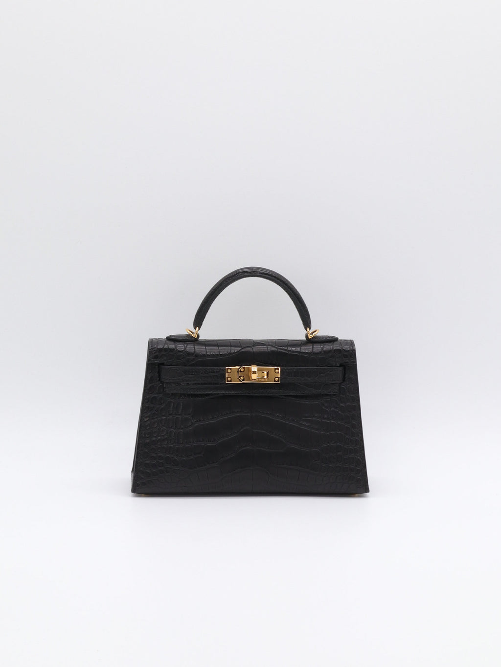 Hermès Mini Kelly Black Matte Alligator Gold Hardware