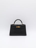 Hermès Mini Kelly Black Matte Alligator Gold Hardware