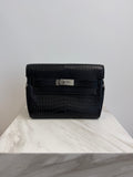 Hermès Kelly Messenger PM Black Matte Porosus Palladium Hardware