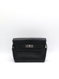 Hermès Kelly Messenger PM Black Matte Porosus Palladium Hardware