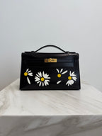 Hermès Kelly Pochette Marquete Noir/ Blanc/ Jaune De Naples Box Leather Gold Hardware