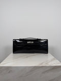 Hermès Kelly Cut Black Shiny Porosus Palladium Hardware