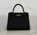 Hermès Kelly 25 Black Epsom Gold Hardware