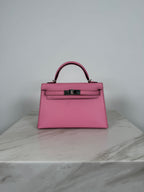 Hermès Mini Kelly Bubblegum Epsom Palladium Hardware