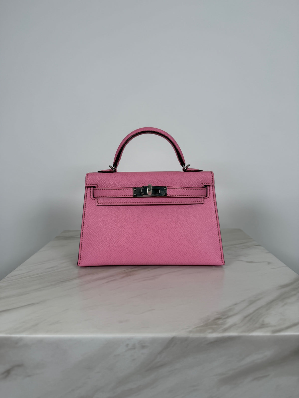 Hermès Mini Kelly Bubblegum Epsom Palladium Hardware