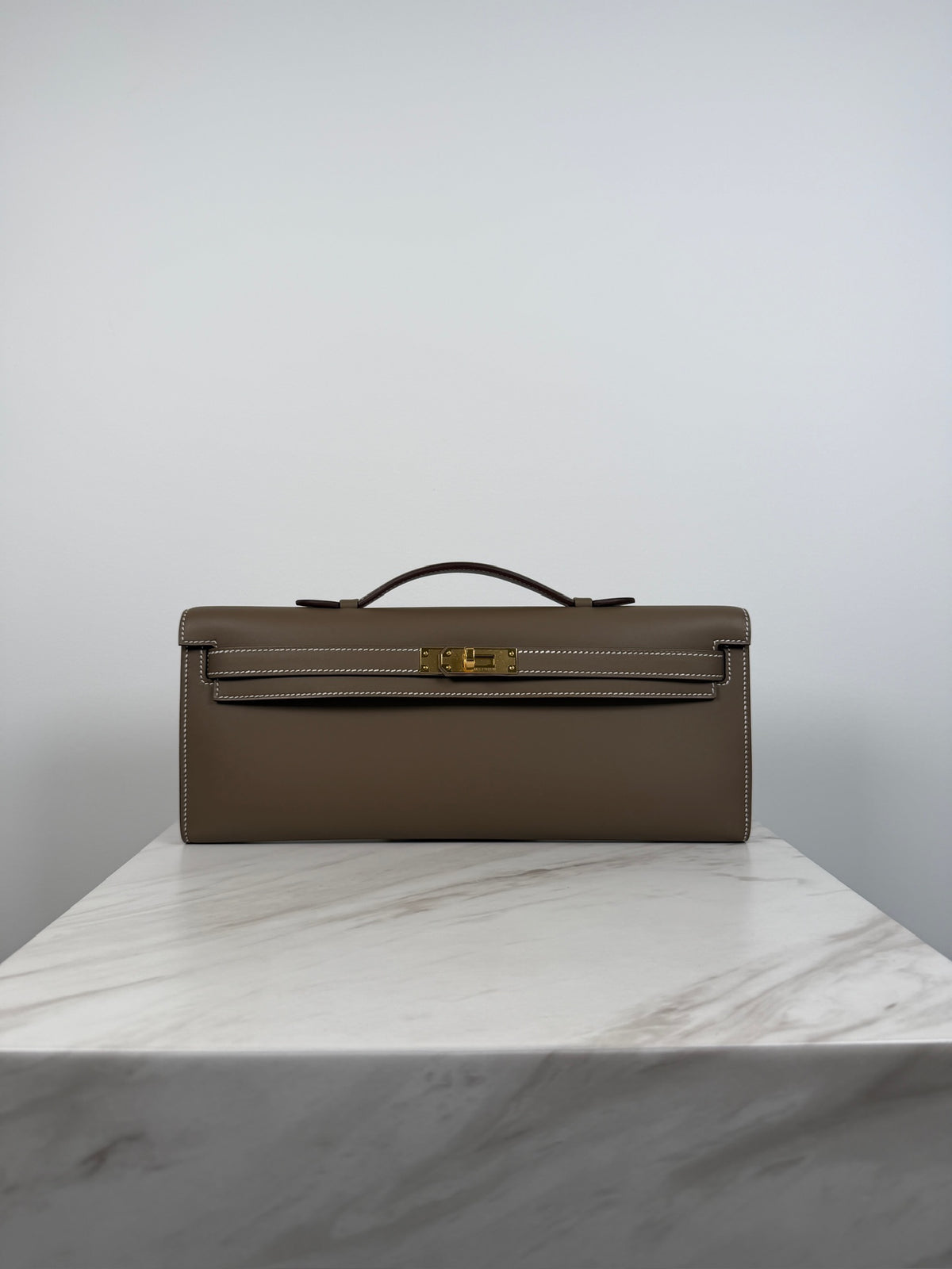 Hermès Kelly Cut Etoupe Swift Gold Hardware