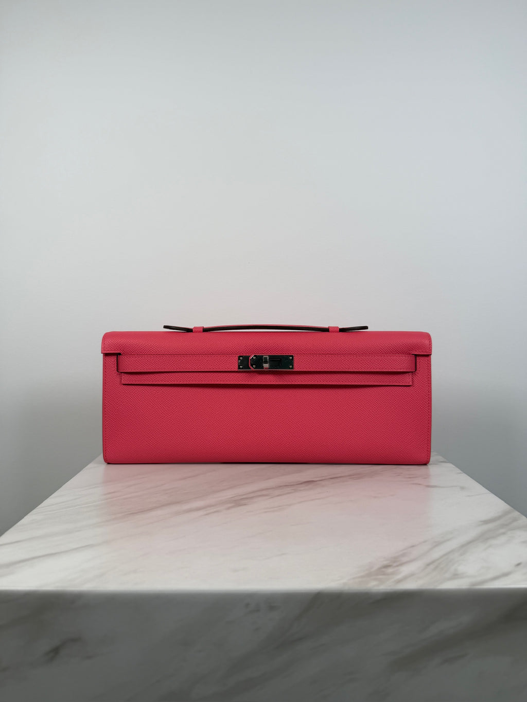 Hermès Kelly Cut Rose Azalee Epsom Palladium Hardware
