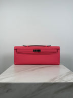 Hermès Kelly Cut Rose Azalee Epsom Palladium Hardware