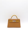 Hermès Mini Kelly Touch Sesame/Jaune Ambre Madame/Shiny Alligator Palladium Hardware