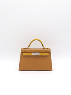 Hermès Mini Kelly Touch Sesame/Jaune Ambre Madame/Shiny Alligator Palladium Hardware
