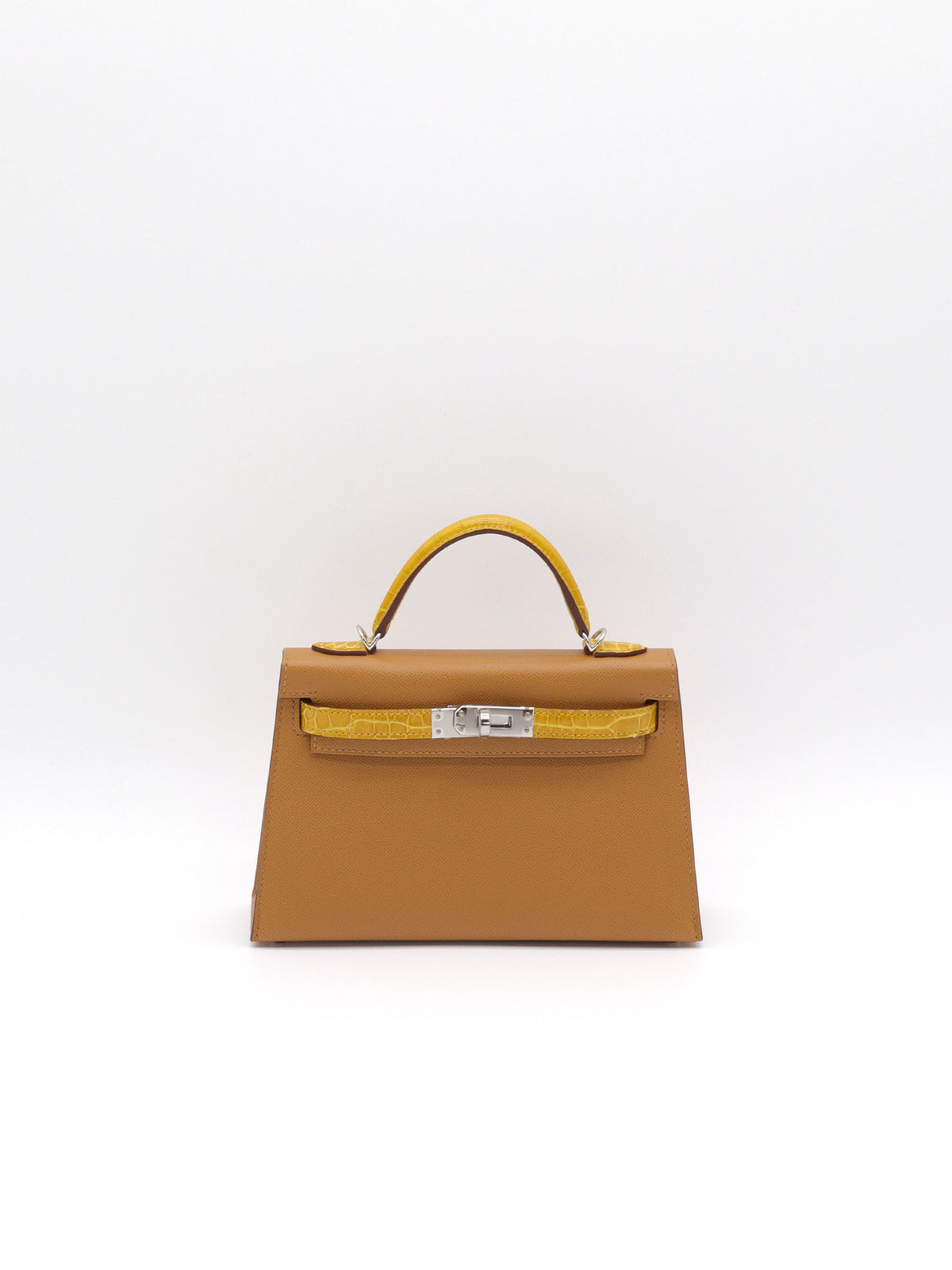 Hermès Mini Kelly Touch Sesame/Jaune Ambre Madame/Shiny Alligator Palladium Hardware