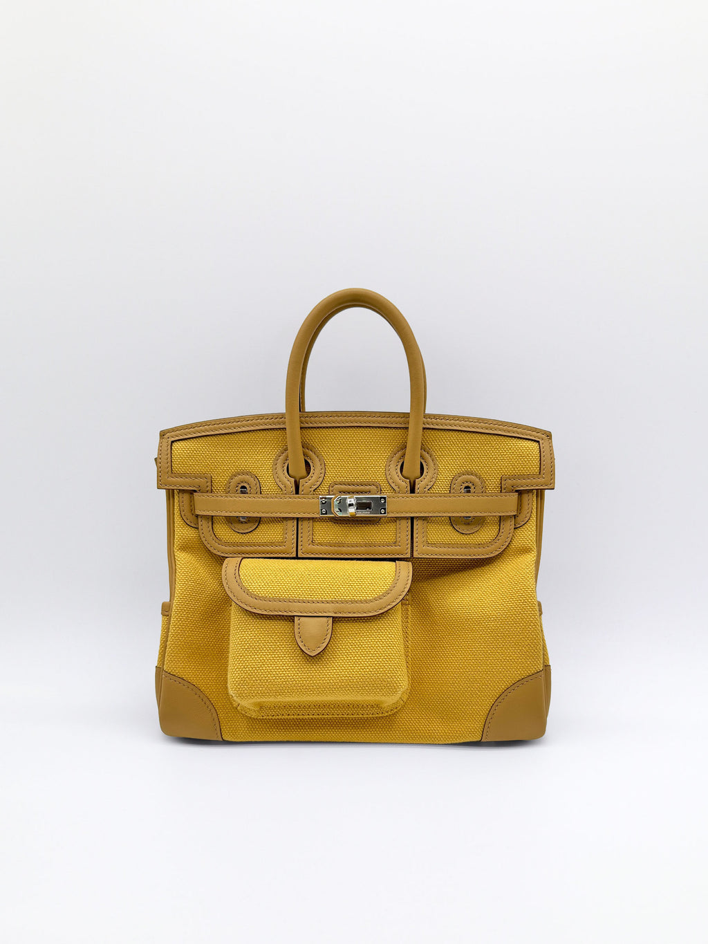 Hermès Birkin 25 Cargo Paille/Biscuit Swift/Toile with Palladium Hardware