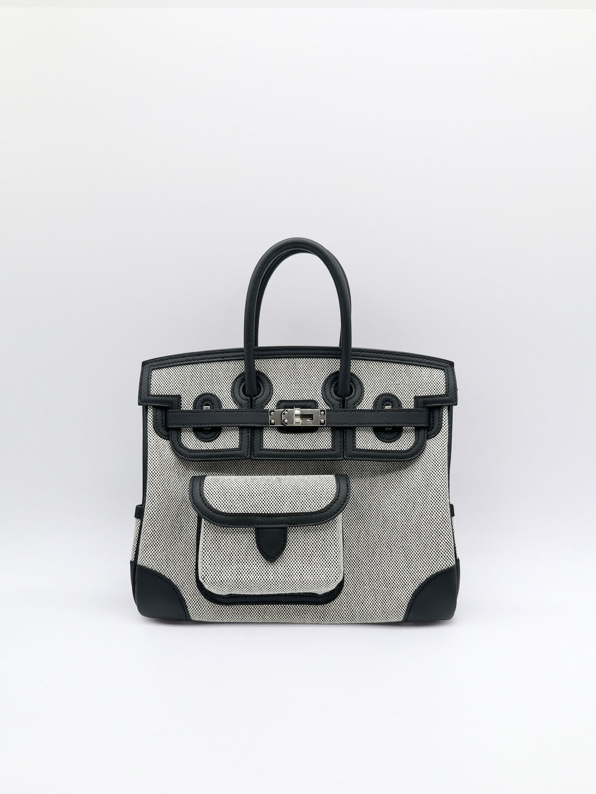 Hermès Birkin 25 Cargo Noir/Ecru Swift/Toilewith Palladium Hardware