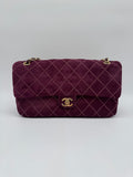 Chanel Maxi Flap Bag 32 Burgundy Suede Calfskin Gold-Tone Metal
