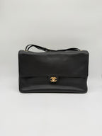 Chanel Maxi Flap Bag 38.5 Black Grained Calfskin Gold-Tone Metal